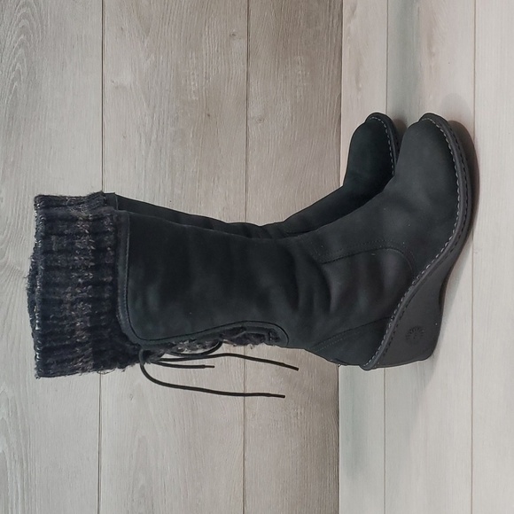 Ugg Australia Women 1936 Tall Leather Wedge Sweater Cuff Boots shoes sz 8 - Picture 1 of 12